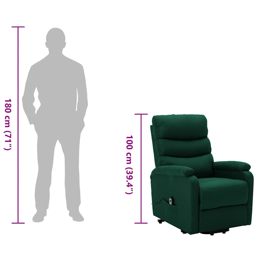 vidaXL Πολυθρόνα με Ανύψωση Σκούρο Πράσινη Υφασμάτινη
