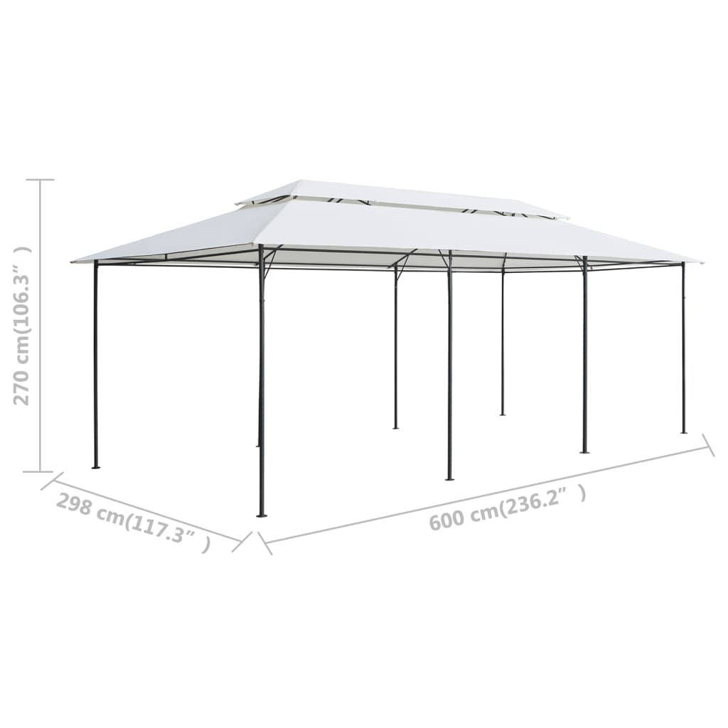 vidaXL Κιόσκι με Κουρτίνες Λευκό 600 x 298 x 270 εκ. 180 γρ./μ²