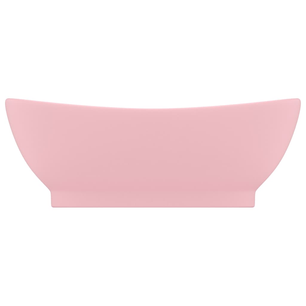 vidaXL Νιπτήρας με Υπερχείλιση Οβάλ Ροζ Ματ 58,5x39 εκ. Κεραμικός