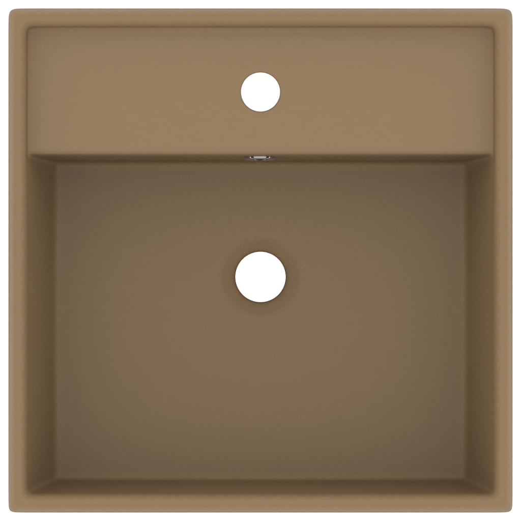 vidaXL Νιπτήρας με Υπερχείλιση Τετράγωνος Κρεμ Ματ 41x41 εκ. Κεραμικός
