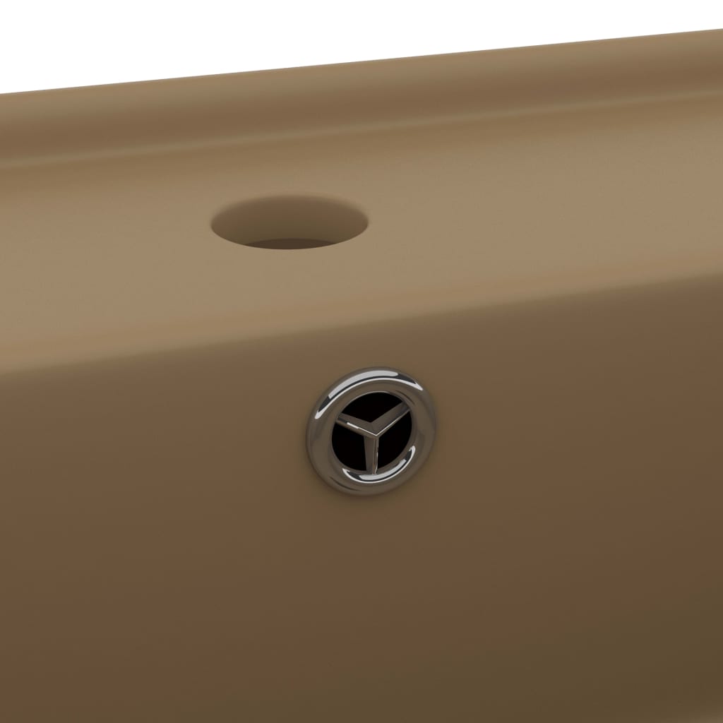 vidaXL Νιπτήρας με Υπερχείλιση Τετράγωνος Κρεμ Ματ 41x41 εκ. Κεραμικός