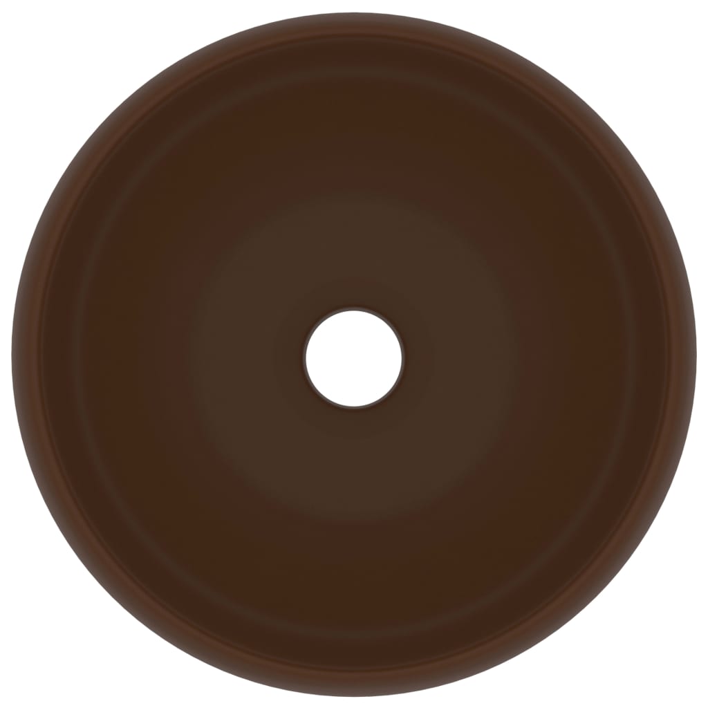 vidaXL Νιπτήρας Πολυτελής Στρογγυλός Σκ. Καφέ Ματ 40x15 εκ. Κεραμικός