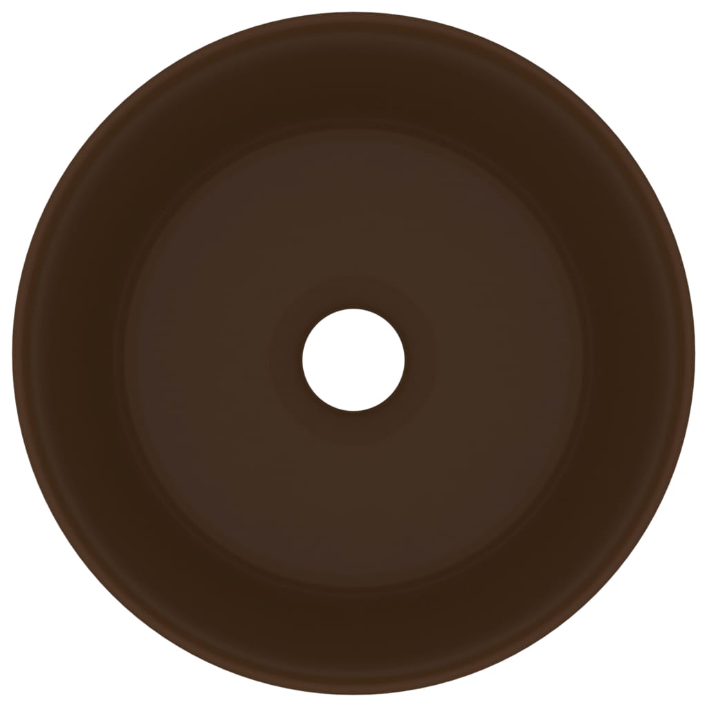 vidaXL Νιπτήρας Πολυτελής Στρογγυλός Σκ. Καφέ Ματ 40x15 εκ. Κεραμικός