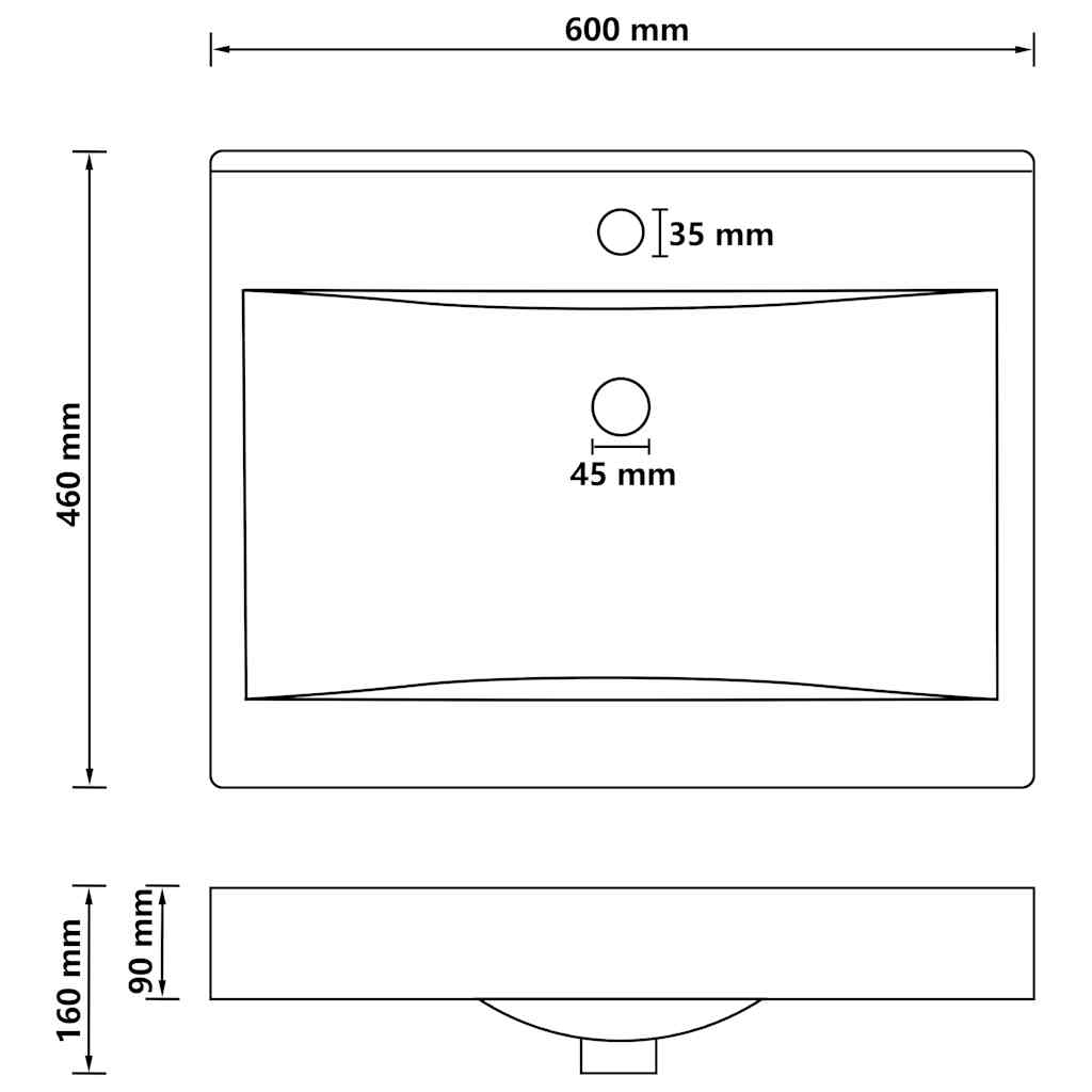 vidaXL Νιπτήρας με Οπή Βρύσης Γαλάζιο Ματ 60 x 46 εκ. Κεραμικός