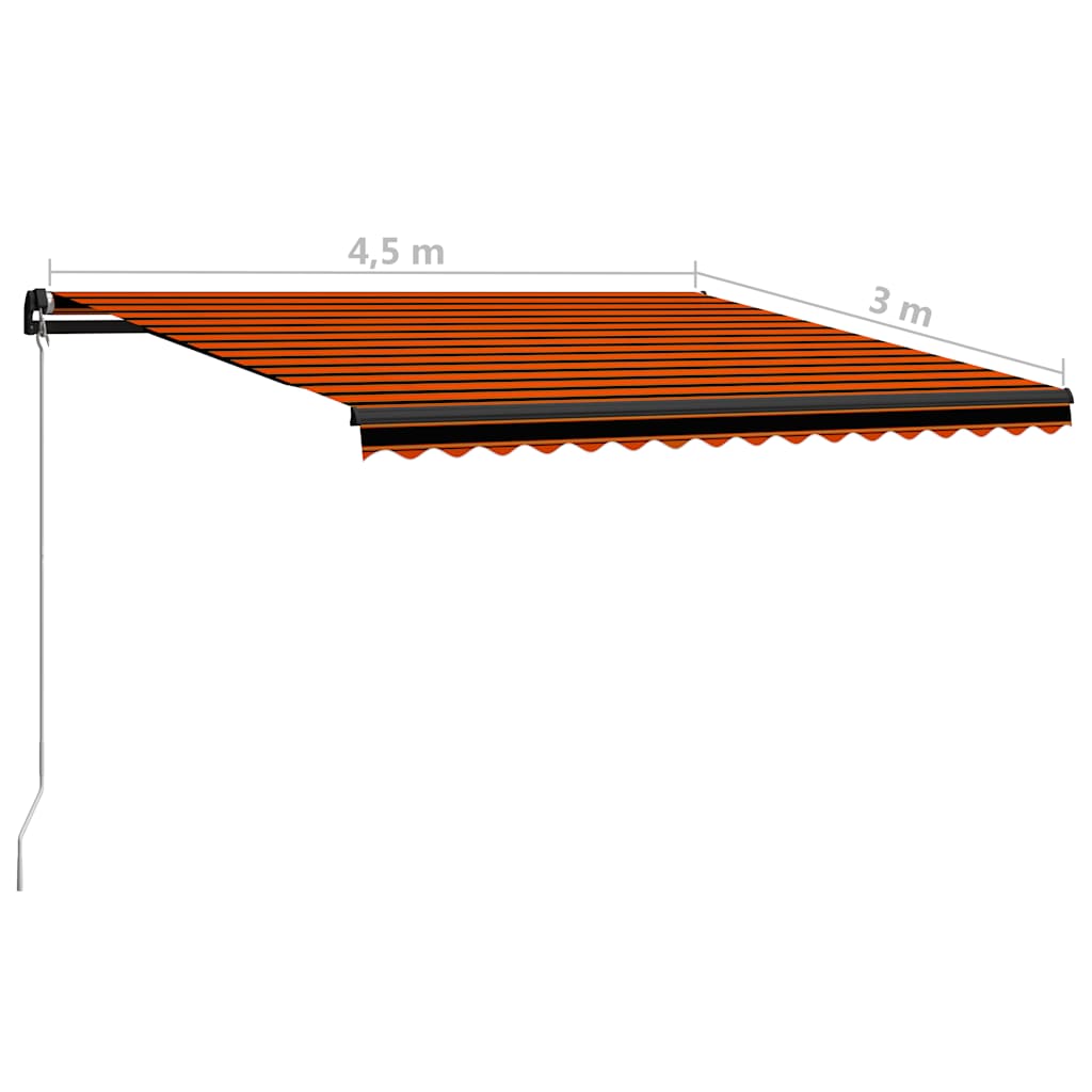 vidaXL Τέντα Συρόμενη Χειροκίνητη με LED Πορτοκαλί/Καφέ 450 x 300 εκ.