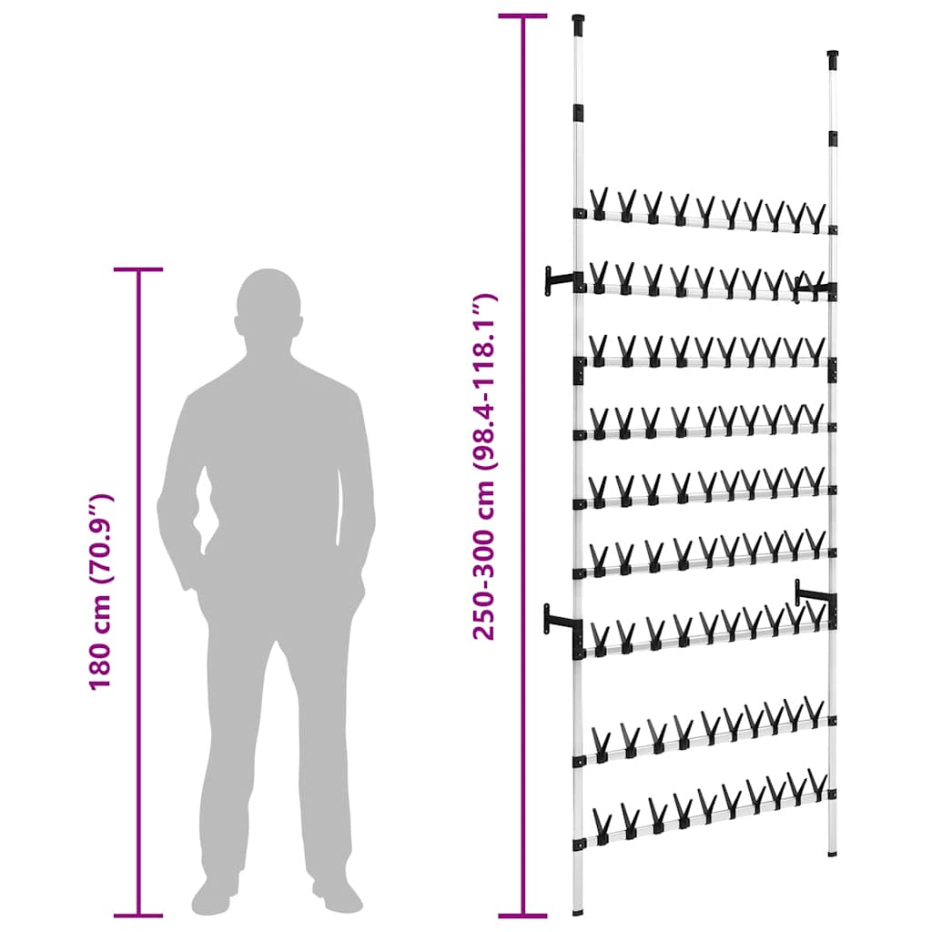 vidaXL Παπουτσοθήκη Τηλεσκοπική με Ράβδους Αλουμινίου