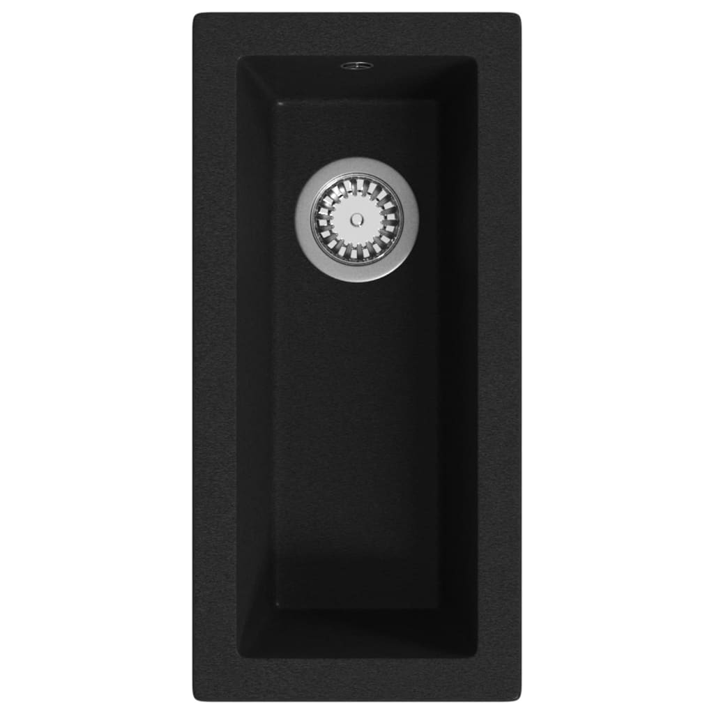 vidaXL Νεροχύτης με Οπή Υπερχείλισης Μαύρος Γρανιτένιος