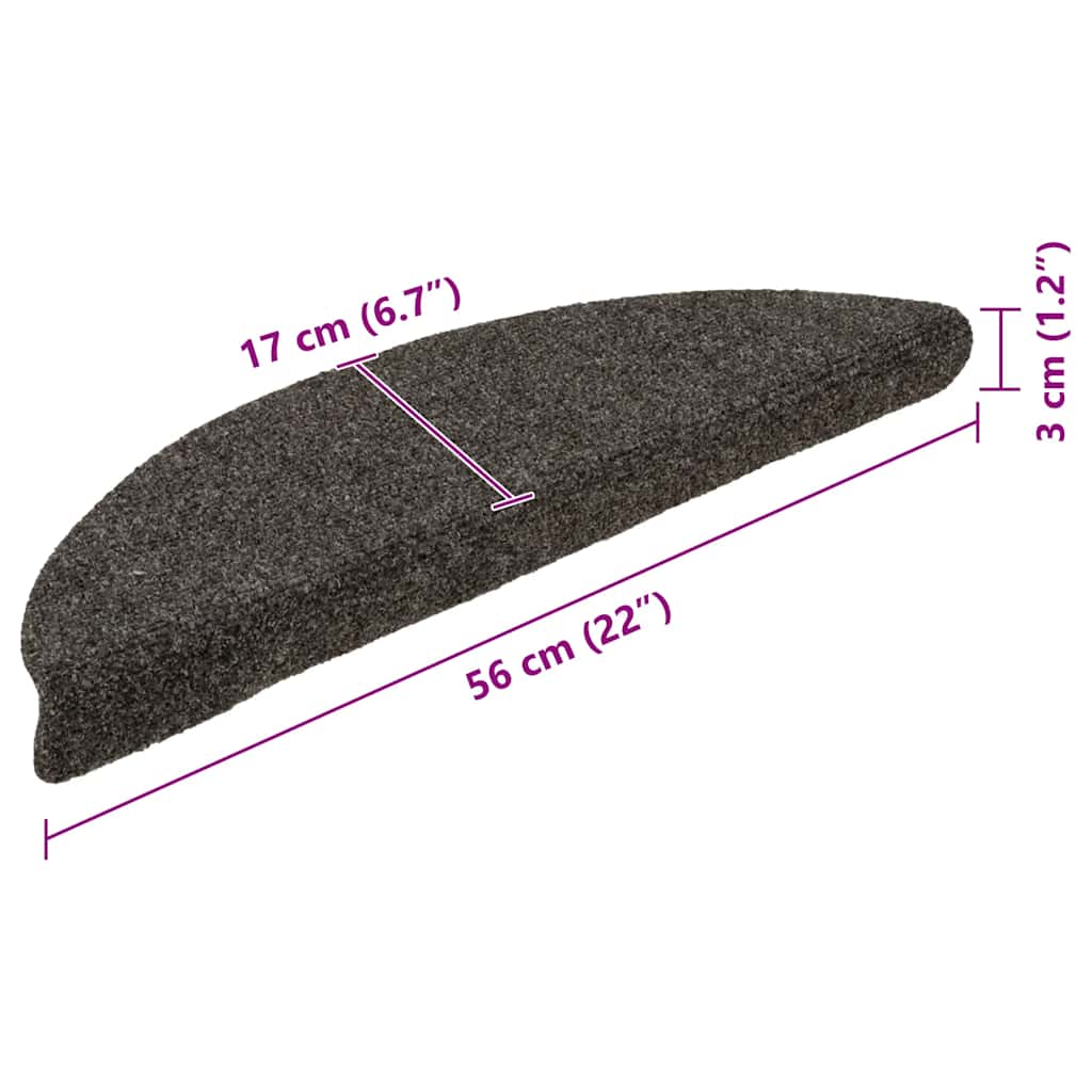 vidaXL Πατάκια Σκάλας Αυτοκόλ. 15 τεμ Ανθρακί 56x17x3 εκ Βελονιασμένο