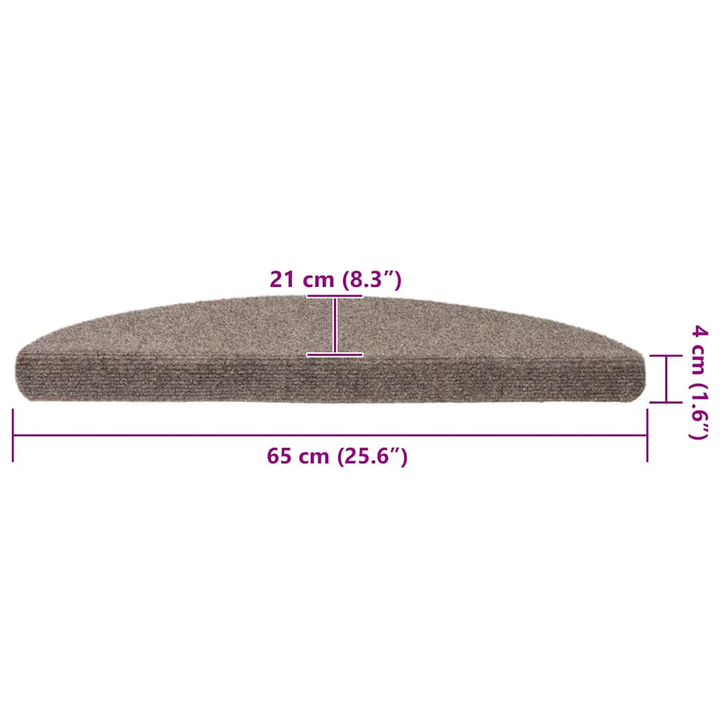 vidaXL Πατάκια Σκάλας Αυτοκόλλητα 15 τεμ Κρεμ 65x21x4 εκ. Βελονιασμένο