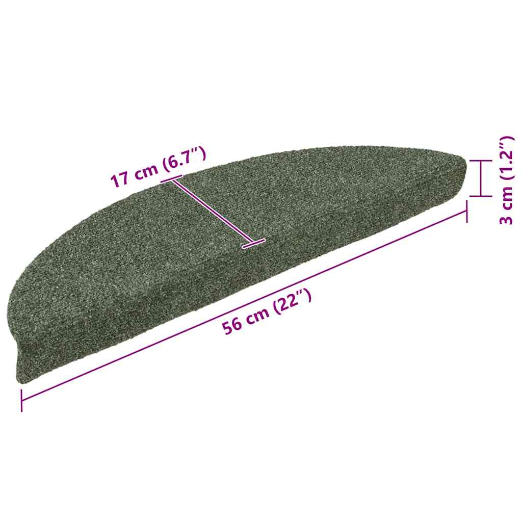 vidaXL Πατάκια Σκαλιών Αυτοκόλλητα 15 τεμ. Πράσινα Ημίκυκλα 56x17x3 εκ.