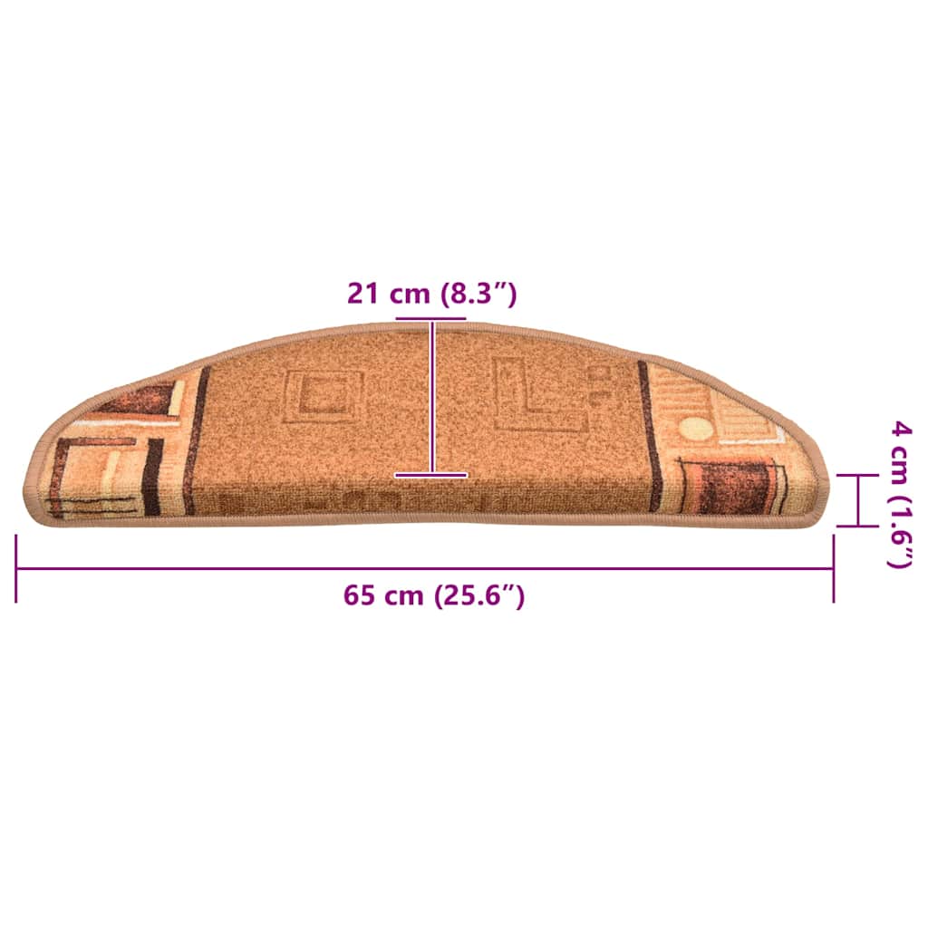 vidaXL Πατάκια Σκάλας Αυτοκόλλητα 15 τεμ. Μπεζ 65 x 21 x 4 εκ.