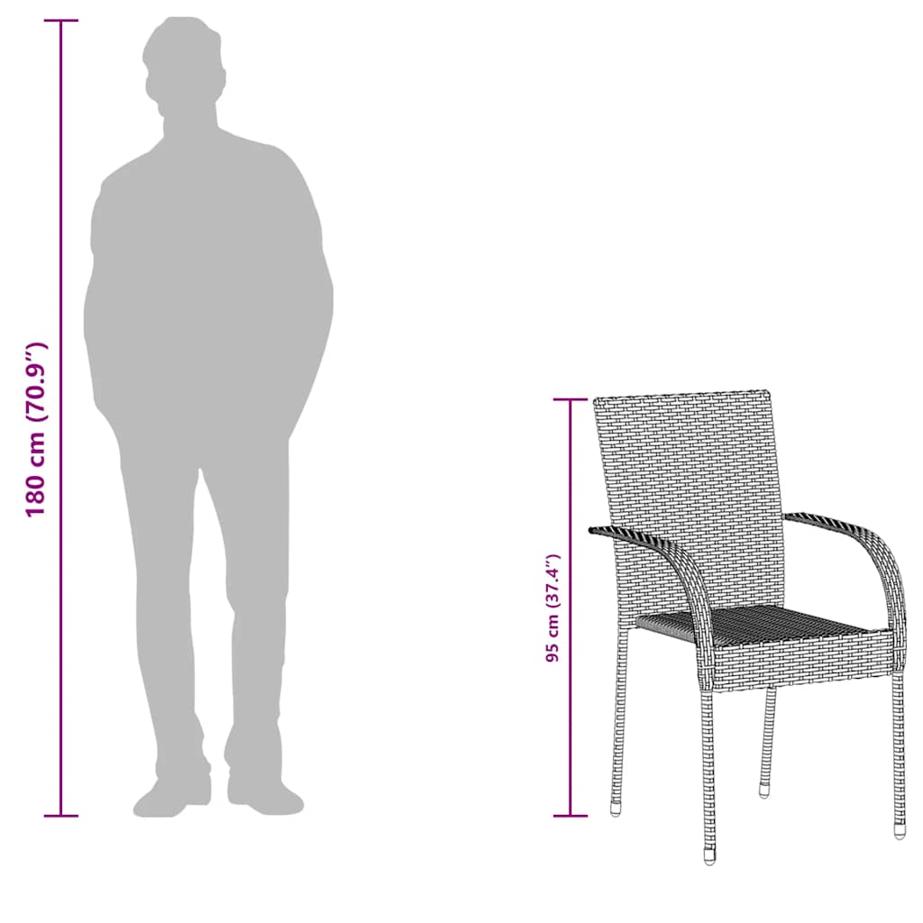 vidaXL Καρέκλες Κήπου Στοιβαζόμενες 6 τεμ. Καφέ από Συνθετικό Ρατάν