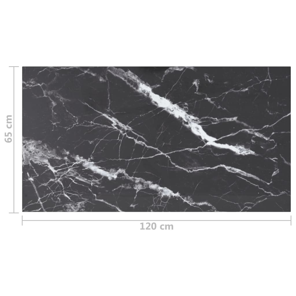 vidaXL Επιφάνεια Τραπεζιού Μαύρη 120x65εκ 8χιλ Ψημ. Γυαλί Μαρμ. Σχέδιο