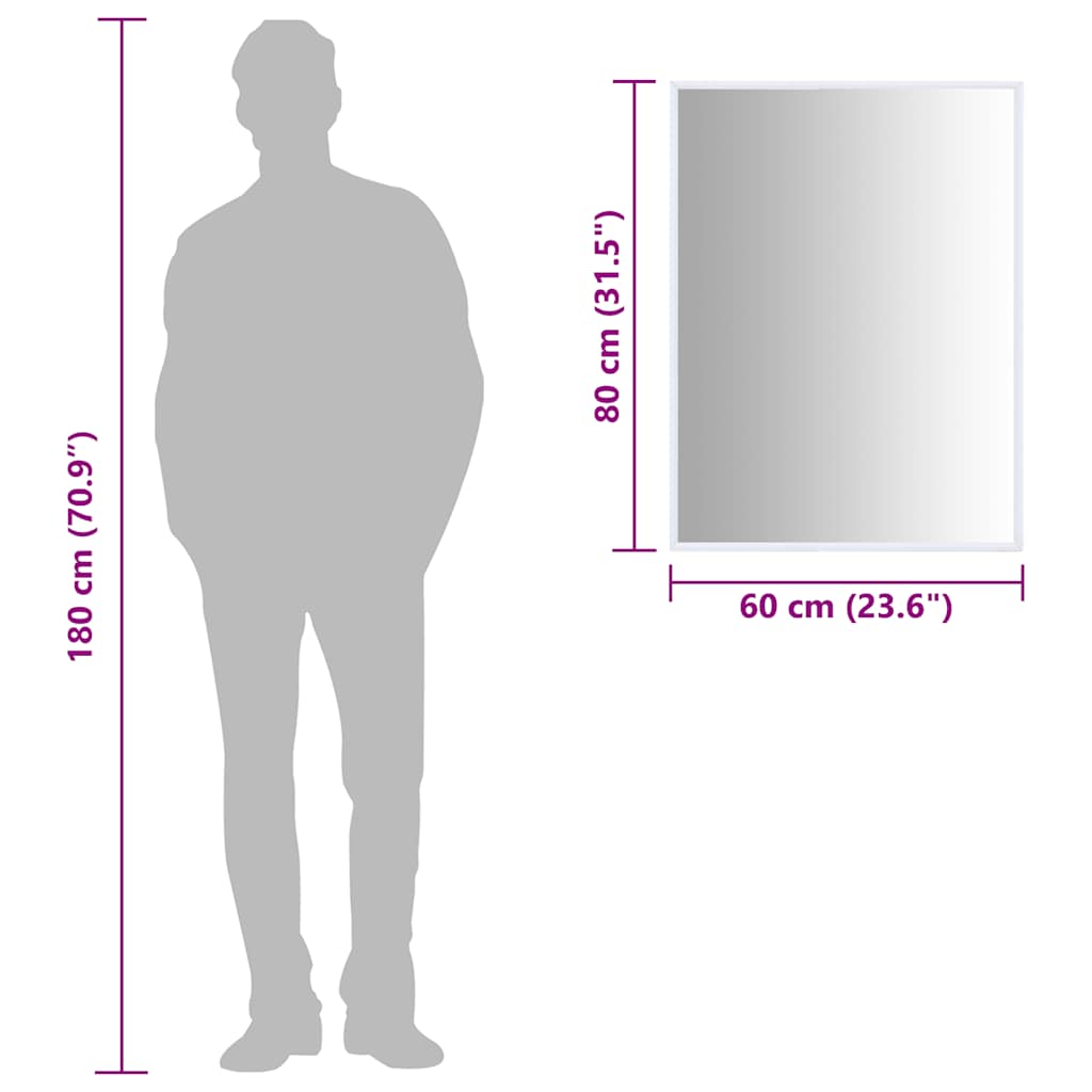 vidaXL Καθρέφτης Λευκός 80 x 60 εκ.