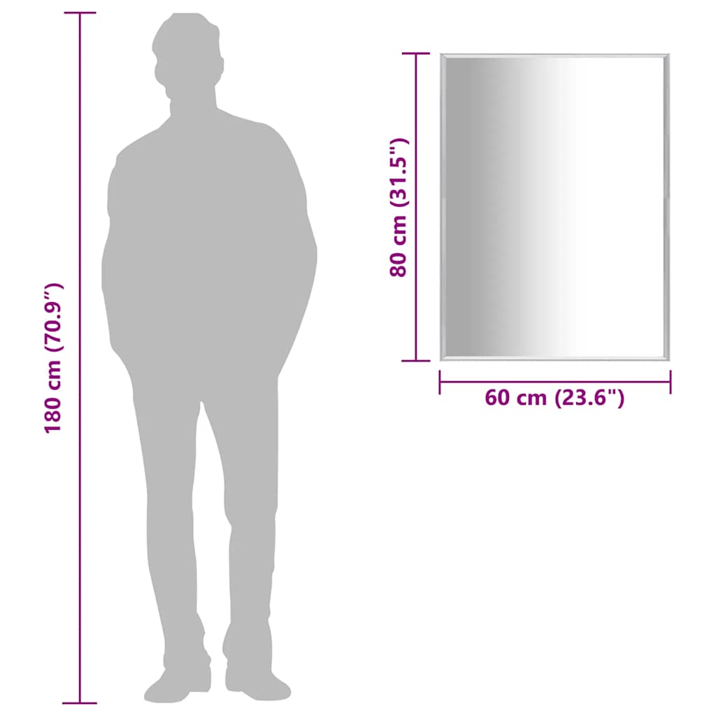 vidaXL Καθρέφτης Ασημένιος 80 x 60 εκ.