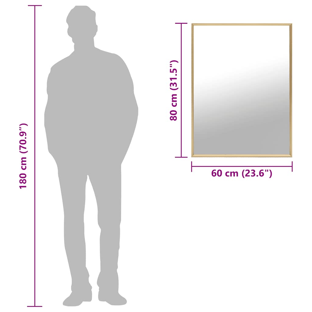 vidaXL Καθρέφτης Χρυσός 80 x 60 εκ.