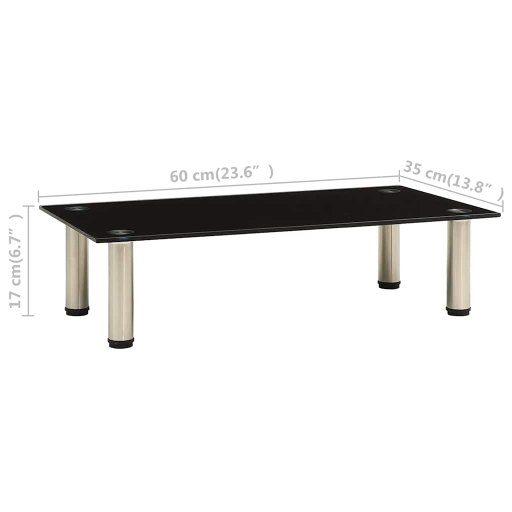 vidaXL Βάση Τηλεόρασης Μαύρη 60 x 35 x 17 εκ. από Ψημένο Γυαλί
