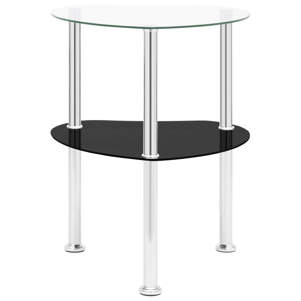 322786 vidaXL Βοηθ. Τραπέζι 2 Επ. Διαφ. & Μαύρο 38x38x50 εκ Ψημ. Γυαλί