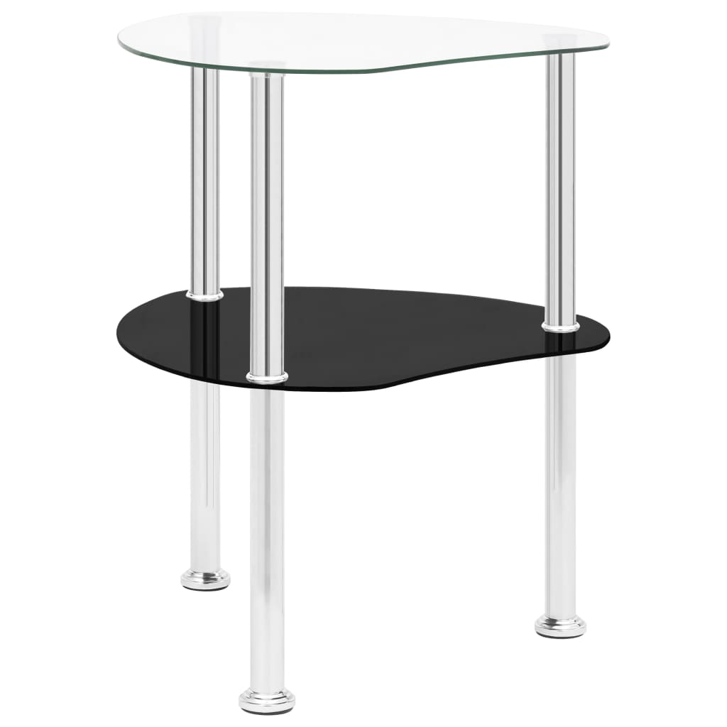 322786 vidaXL Βοηθ. Τραπέζι 2 Επ. Διαφ. & Μαύρο 38x38x50 εκ Ψημ. Γυαλί