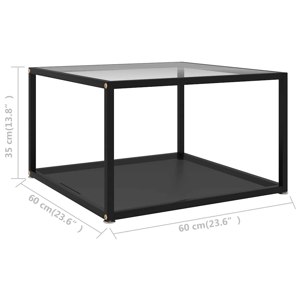 vidaXL Τραπεζάκι Σαλονιού Διαφανές/Μαύρο 60x60x35 εκ. από Ψημένο Γυαλί