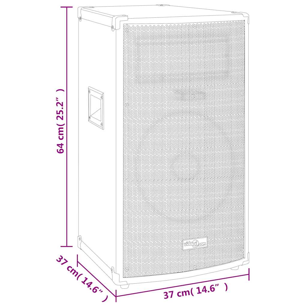 vidaXL Ηχείο Επαγγελματικό Παθητικό Hifi Μαύρο 150 W 37 x 37 x 64 εκ.