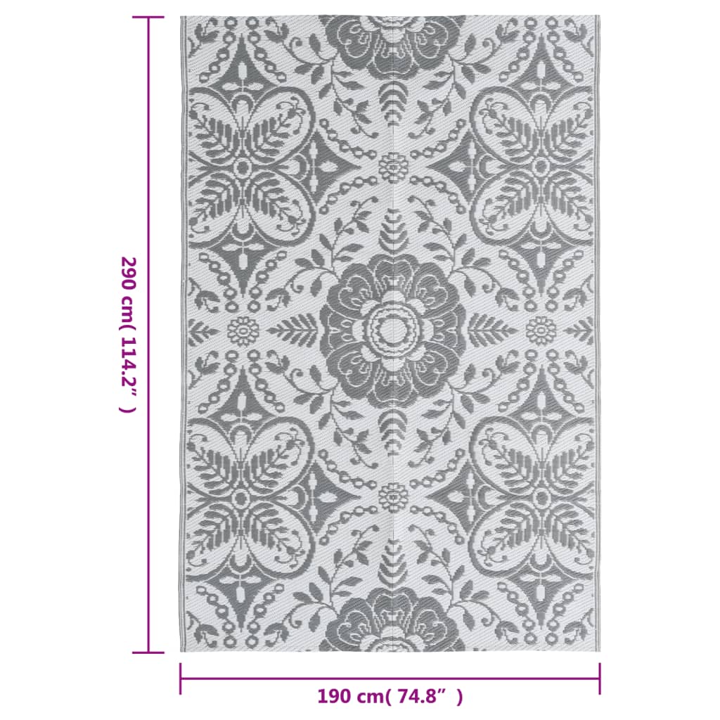 vidaXL Χαλί εξωτερικού χώρου ARAKIL ανοιχτό γκρι 190x290 cm PP