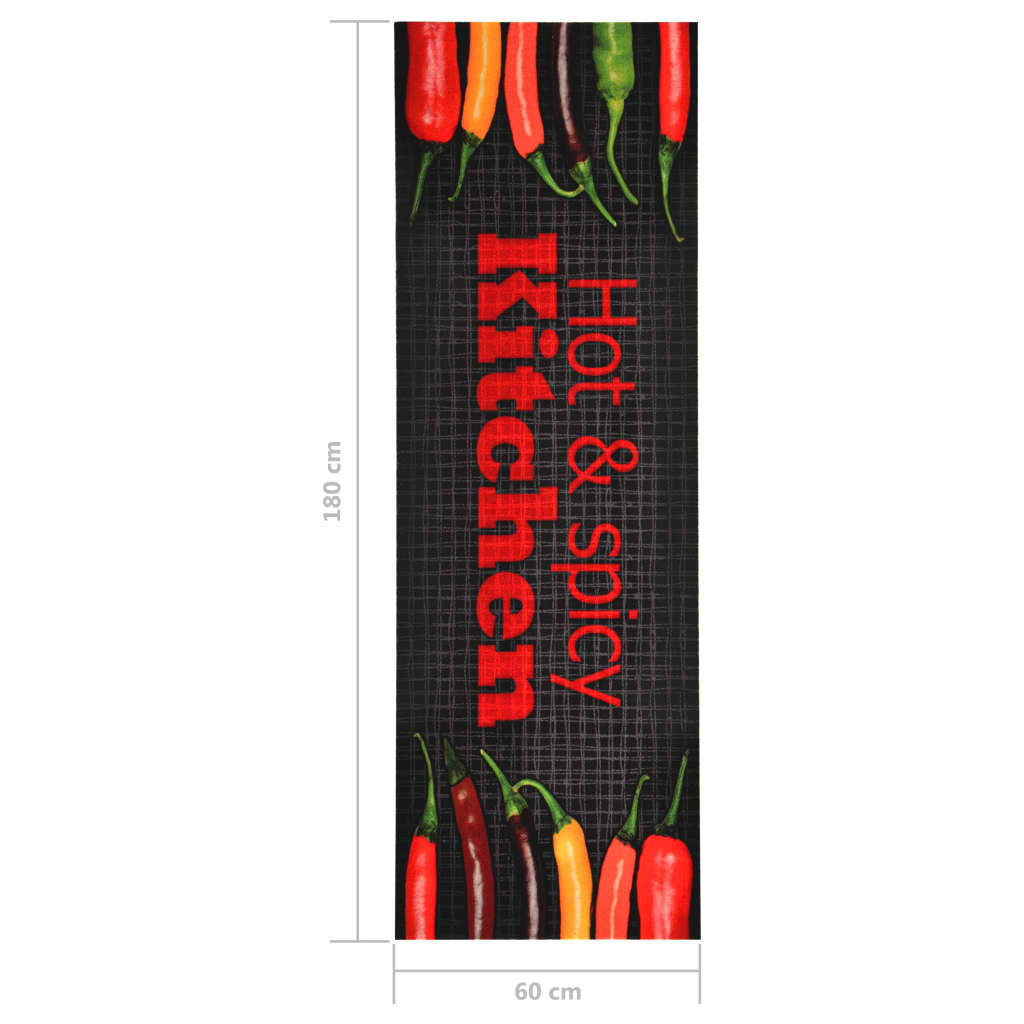 vidaXL Πατάκι Κουζίνας Σχέδιο Hot&Spicy Πλενόμενο 60 x 180 εκ.