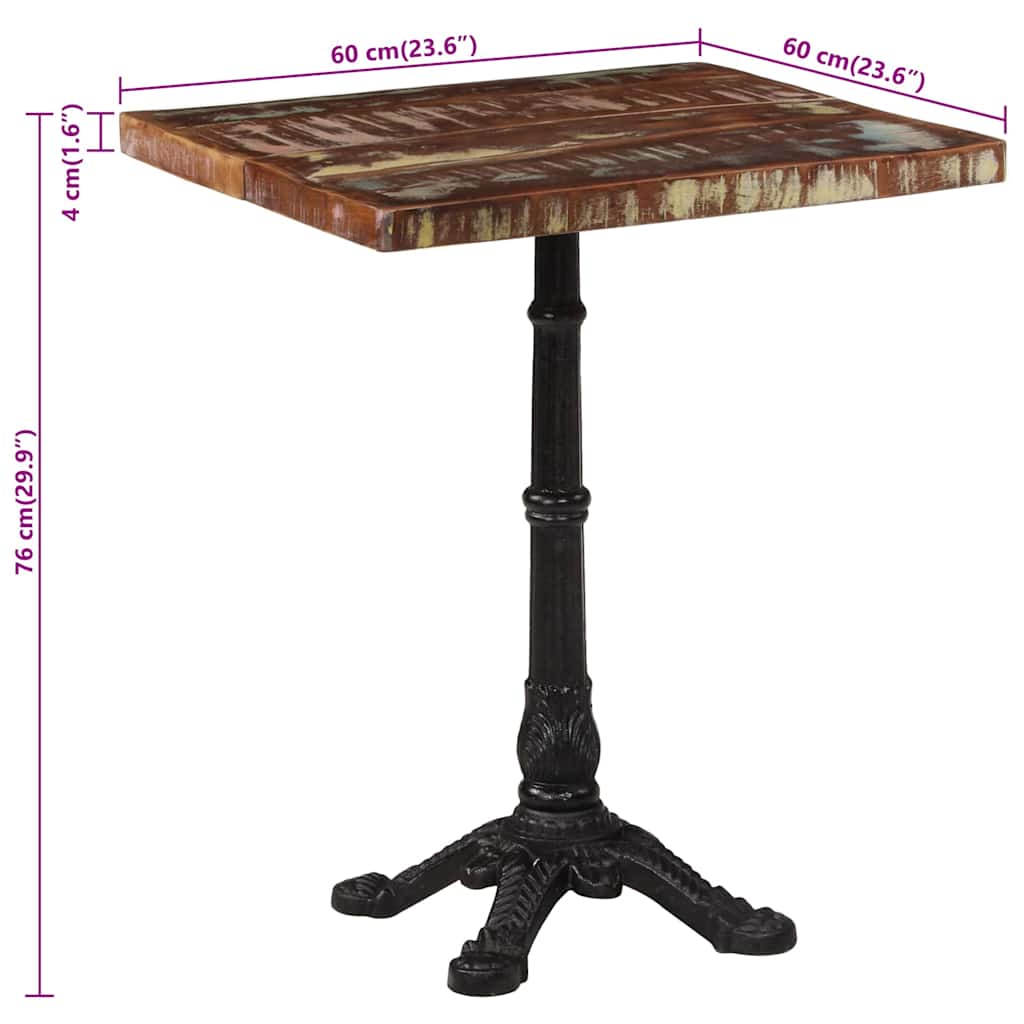 vidaXL Τραπέζι Bistro 60 x 60 x 76 εκ. Μασίφ Ανακυκλωμένο Ξύλο