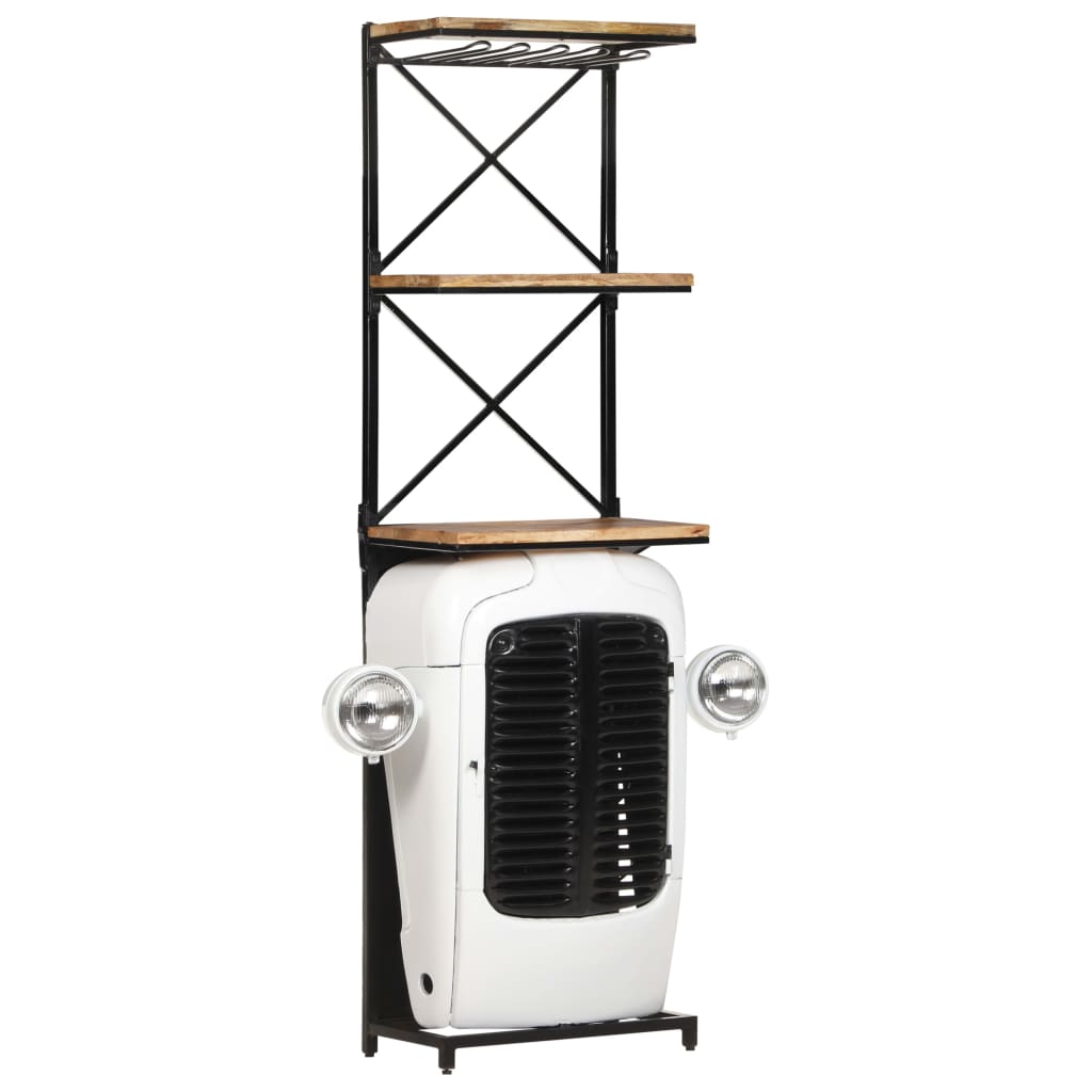 vidaXL Κάβα Κρασιών Λευκή Όψη Τρακτέρ 49x31x172 εκ. Μασίφ Ξύλο Μάνγκο