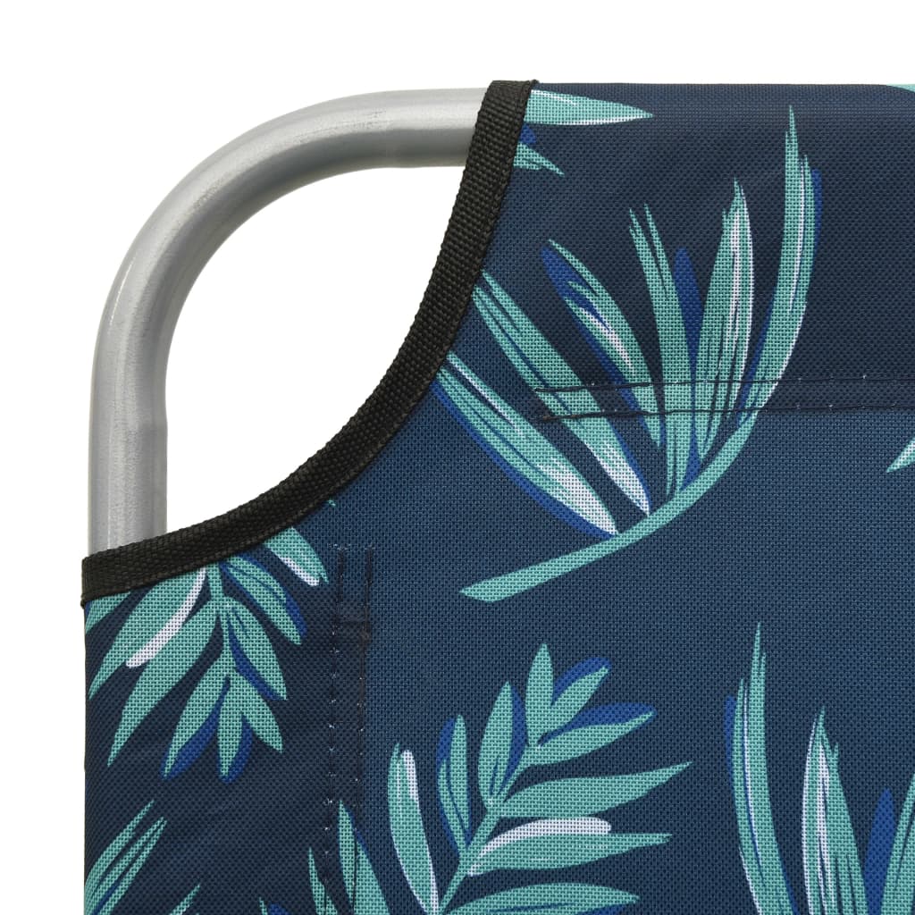 vidaXL Ξαπλώστρα με Σχέδιο Φύλλων Ατσάλινη με Σκίαστρο