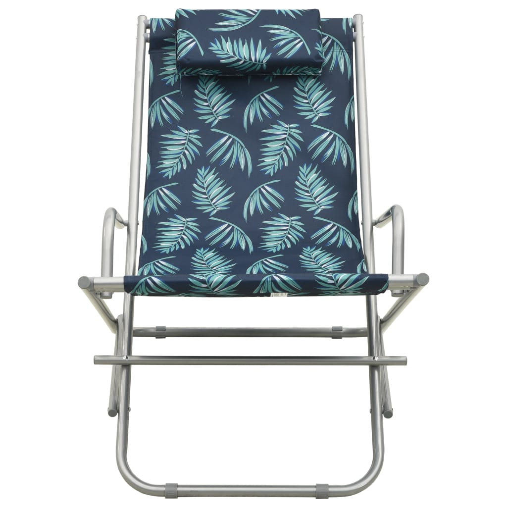 vidaXL Σεζλόνγκ Πτυσσόμενες 2 τεμ. με Σχέδιο Φύλλων Ατσάλινες