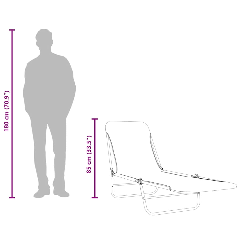 vidaXL Ξαπλώστρες Πτυσσόμενες 2 τεμ. Πράσινες από Ατσάλι / Ύφασμα