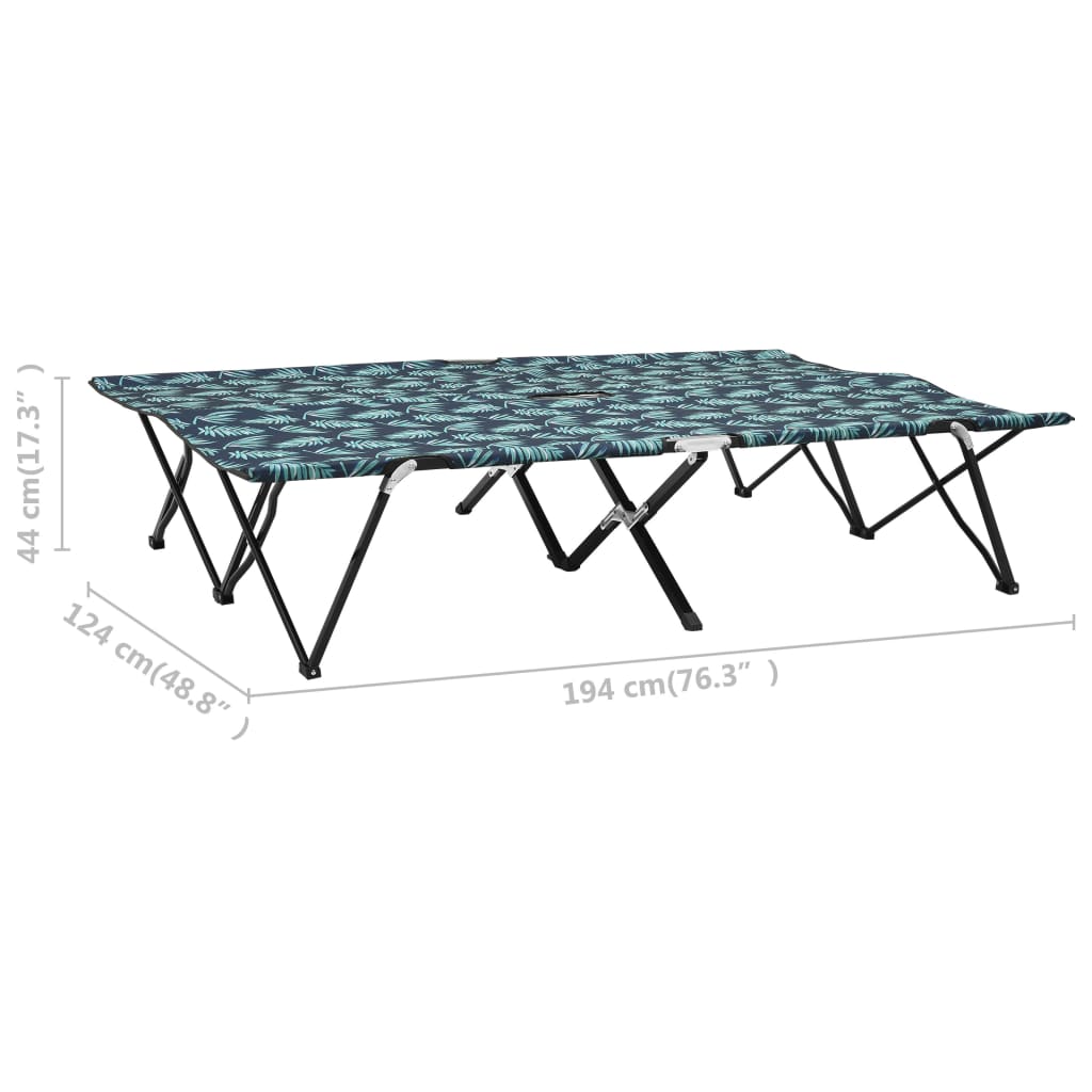 vidaXL Ξαπλώστρα Δύο Ατόμων Πτυσσόμενη Σχέδιο Φύλλων Ατσάλινη