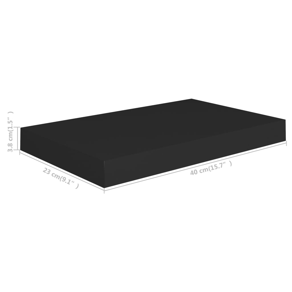 vidaXL Ράφι Τοίχου Μαύρο 40x23x3,8 εκ. MDF