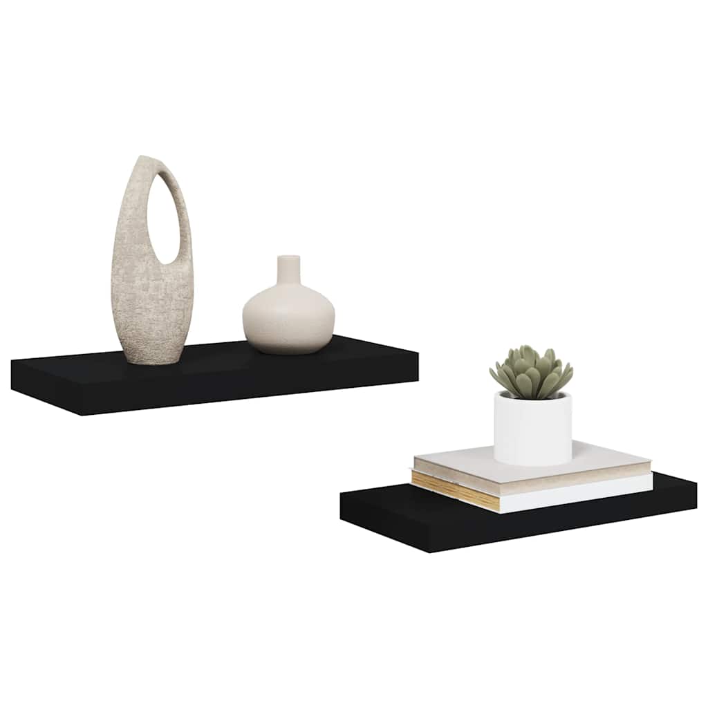 vidaXL Ράφια Τοίχου 2 τεμ. Μαύρα 50x23,5x3,8 εκ. MDF
