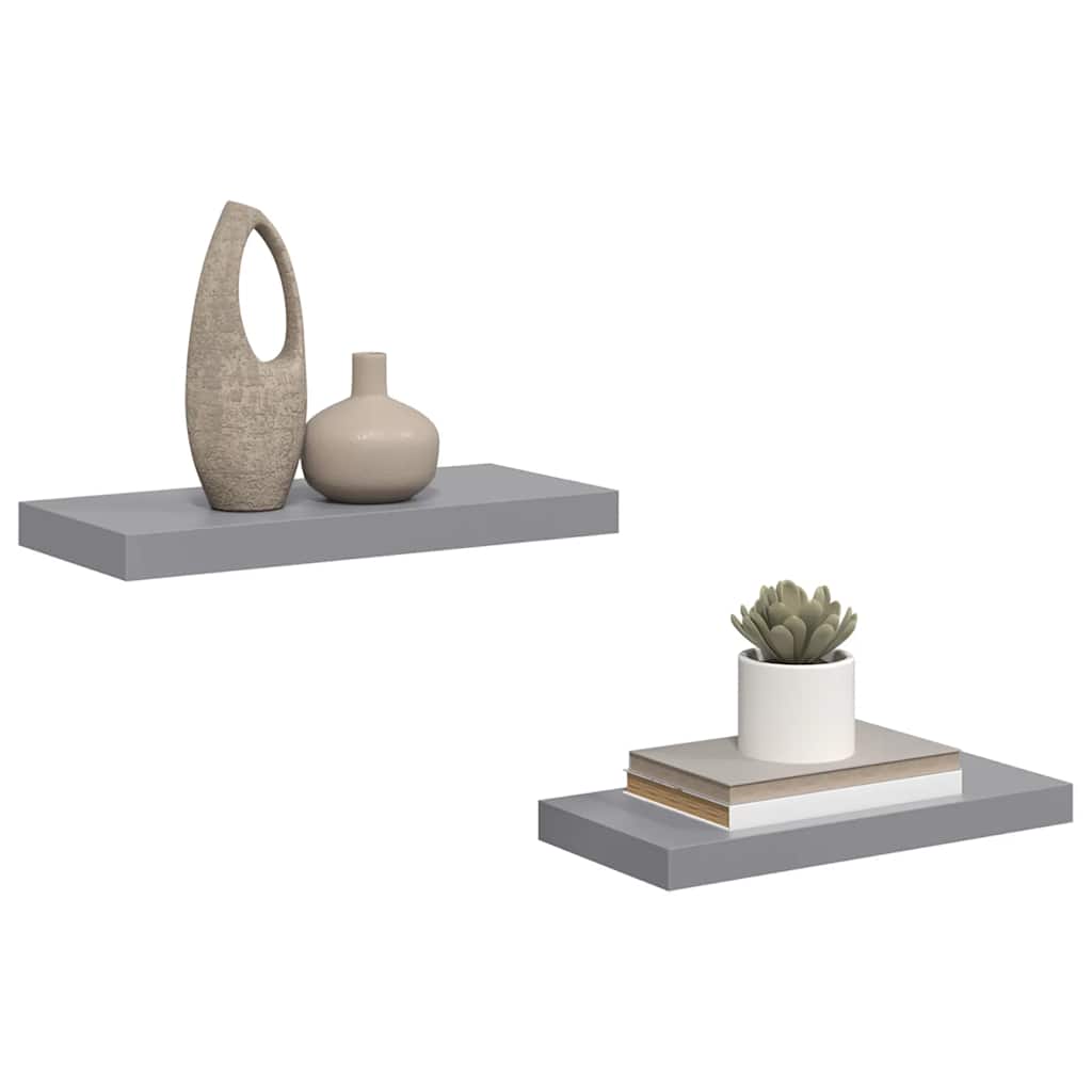 vidaXL Ράφια Τοίχου 2 τεμ. Γκρι 50x23,5x3,8 εκ. MDF