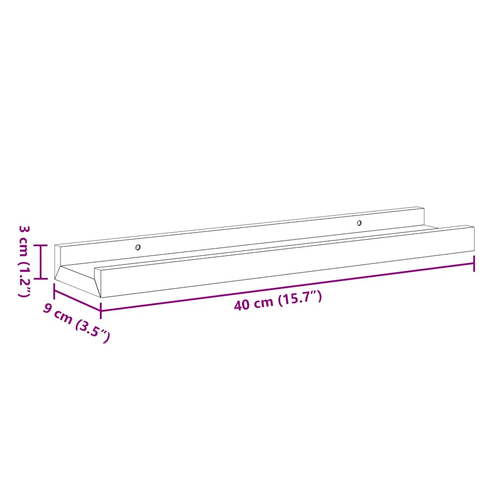 vidaXL Ράφια για Κορνίζες 2 τεμ. Γκρι 40 x 9 x 3 εκ. από MDF