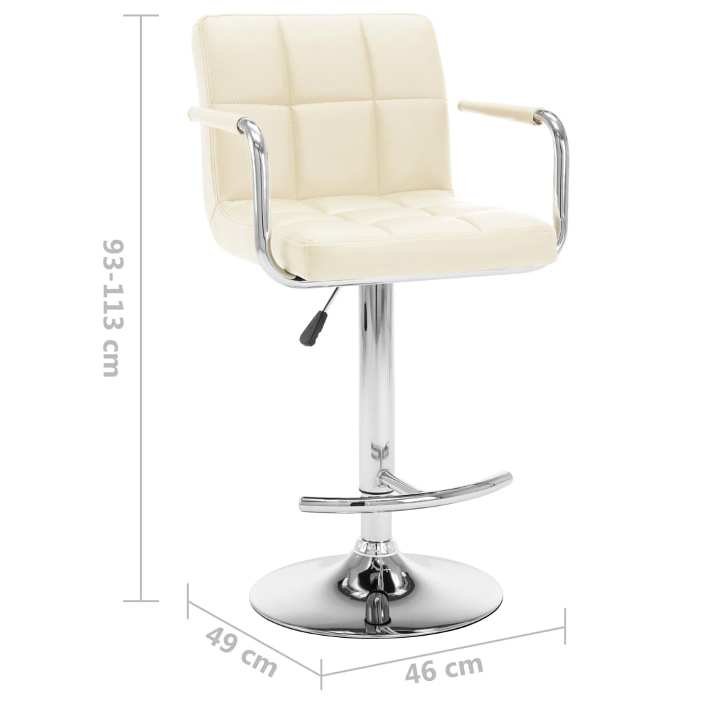 vidaXL Σκαμπό Μπαρ 2 τεμ. Κρεμ από Συνθετικό Δέρμα