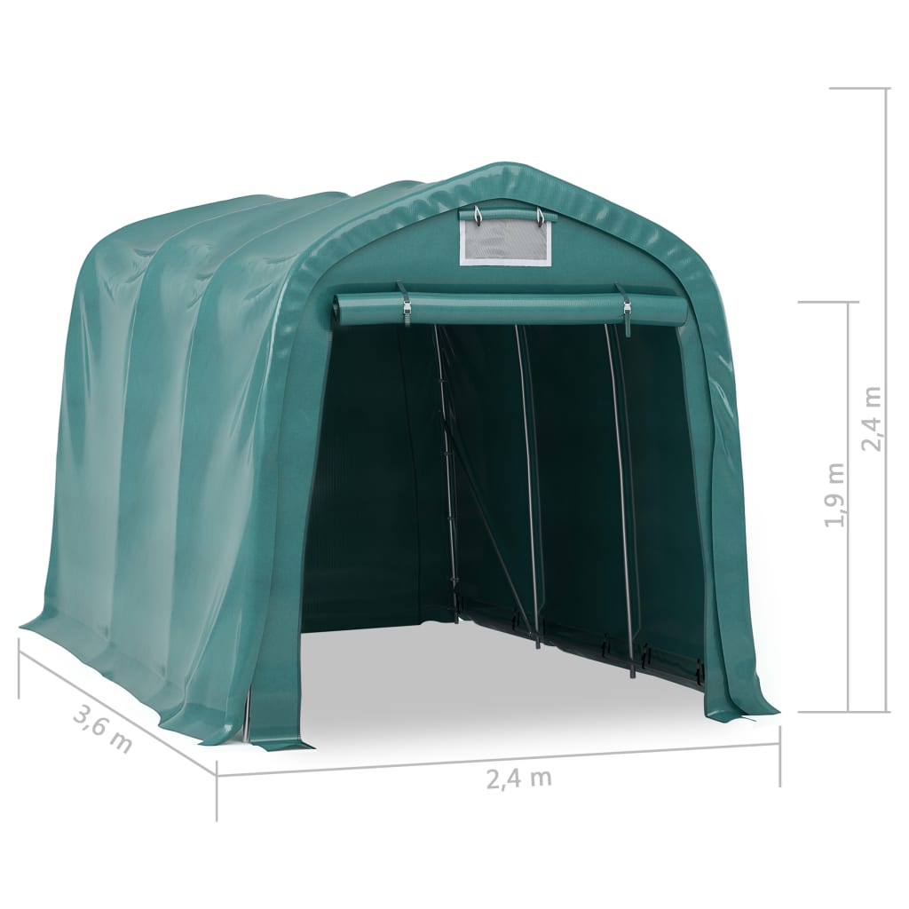 vidaXL Κιόσκι Γκαράζ Πράσινο 2,4 x 3,6 μ. από PVC