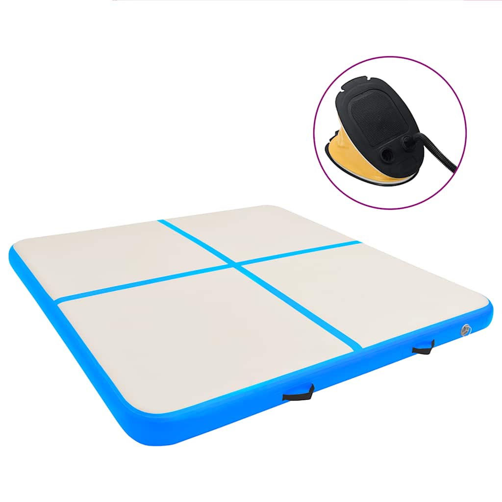 vidaXL Στρώμα Ενόργανης Φουσκωτό Μπλε 200 x 200 x 10 εκ. PVC με Τρόμπα