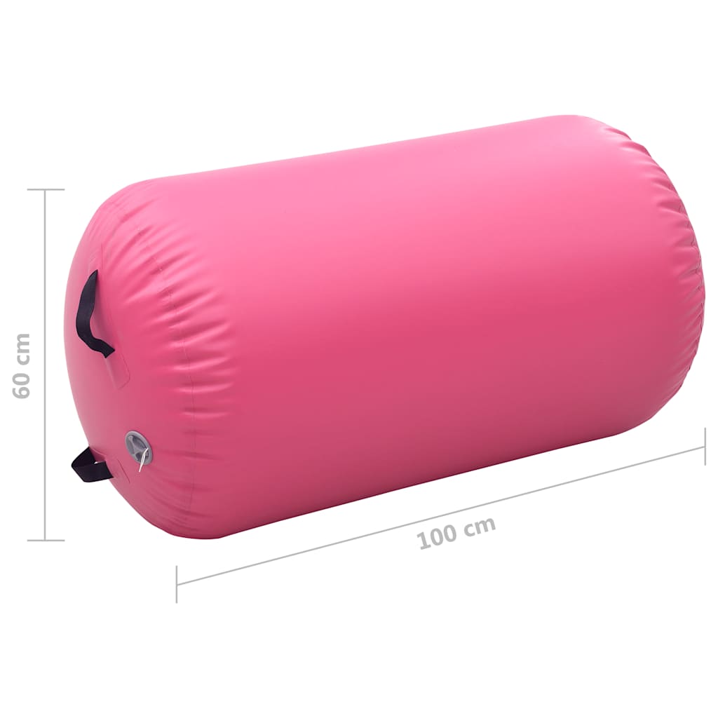 vidaXL Κύλινδρος Γυμναστικής Φουσκωτός Ροζ 100 x 60 εκ. PVC & Τρόμπα