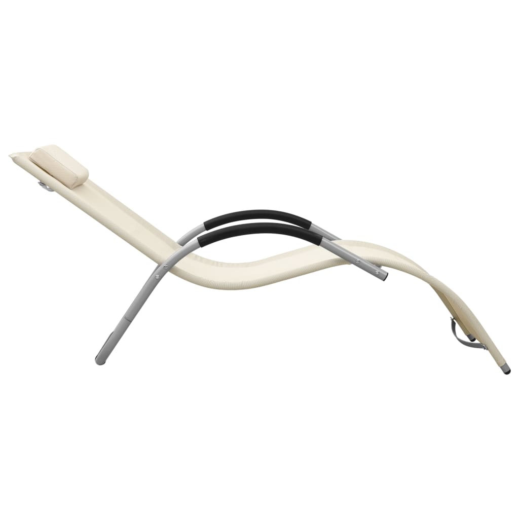 vidaXL Ξαπλώστρες 2 Τεμαχίων Κρεμ / Γκρι από Textilene