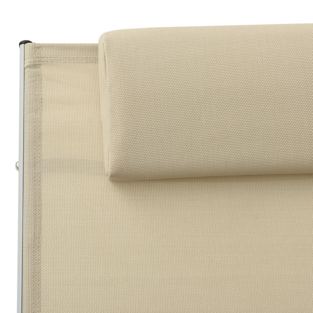 vidaXL Ξαπλώστρα με Μαξιλάρι Κρεμ από Textilene