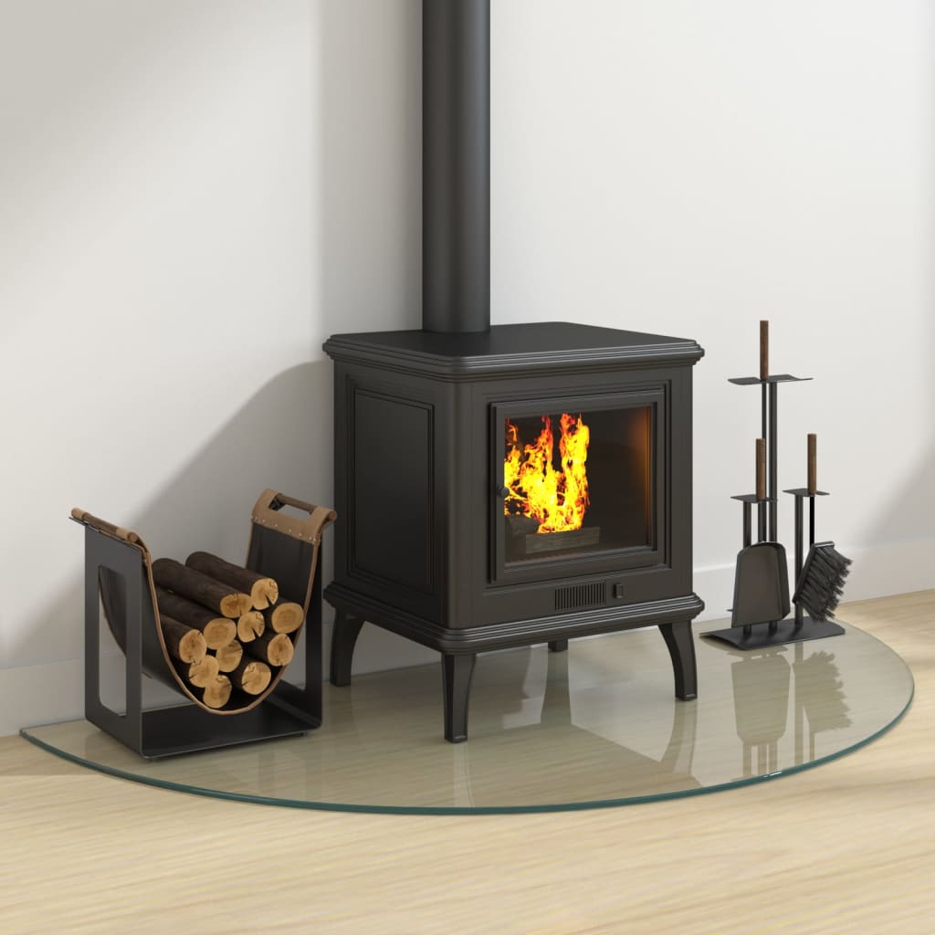 vidaXL Πλάκα Τζακιού Γυάλινη Ημικυκλική 1200x600 χιλ.