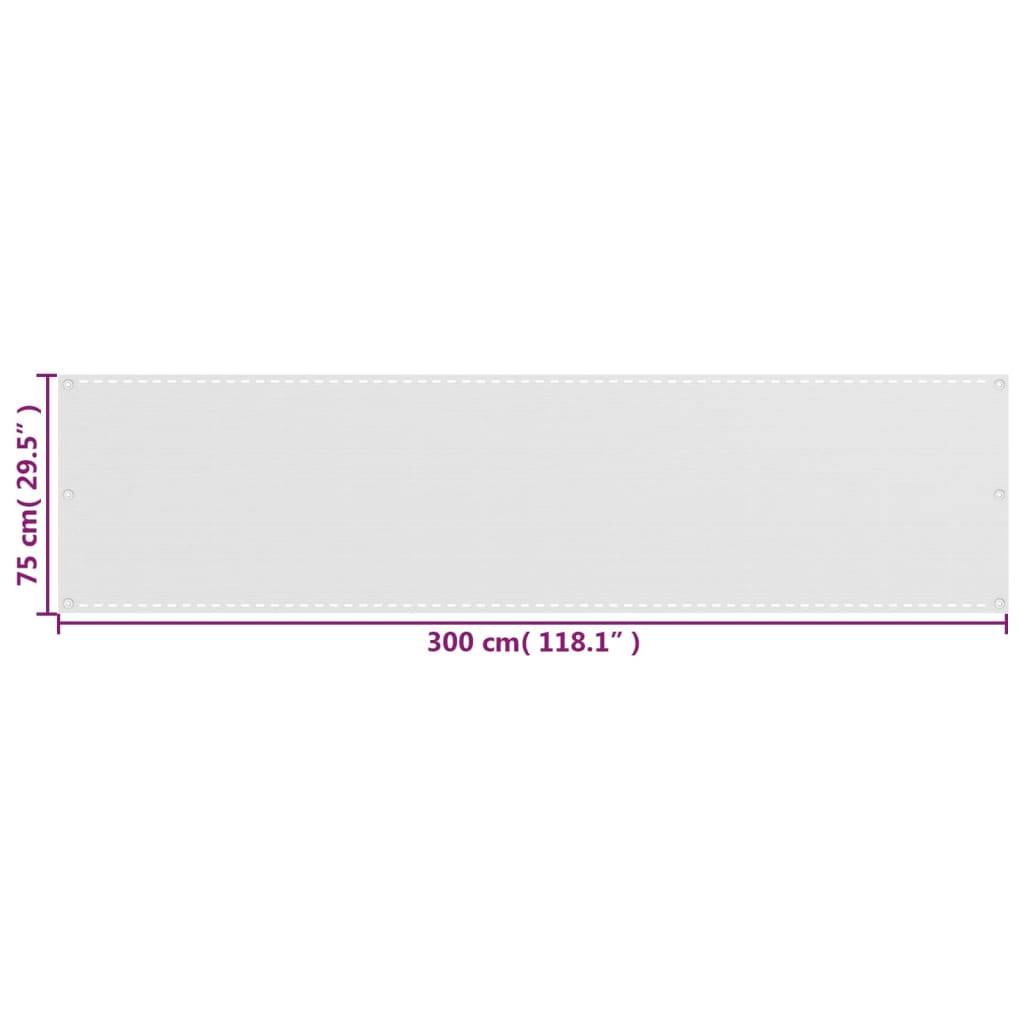 vidaXL Διαχωριστικό Βεράντας Λευκό 75 x 300 εκ. από HDPE