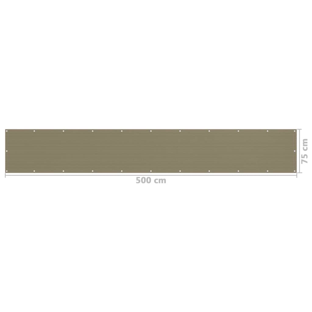 vidaXL Διαχωριστικό Βεράντας Taupe 75 x 500 εκ. από HDPE