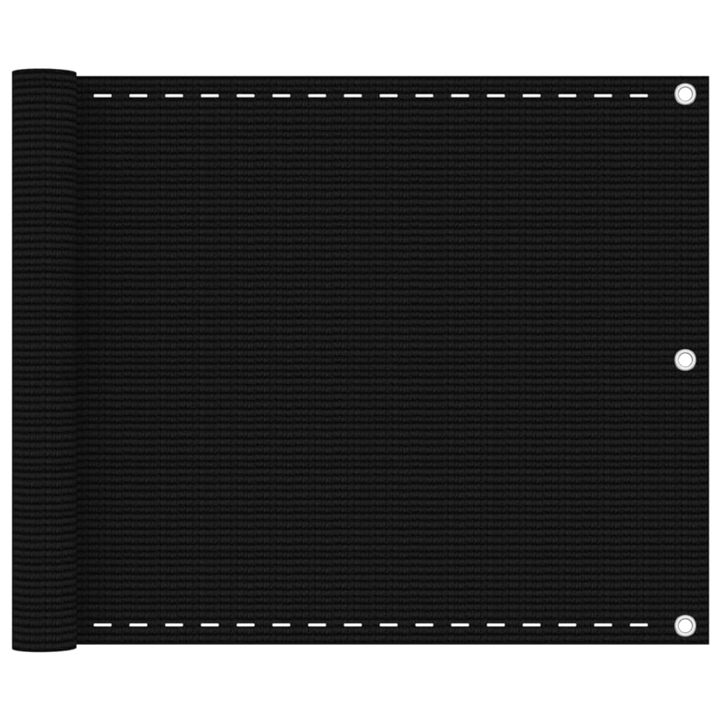 vidaXL Διαχωριστικό Βεράντας Μαύρο 75x500 εκ. από HDPE
