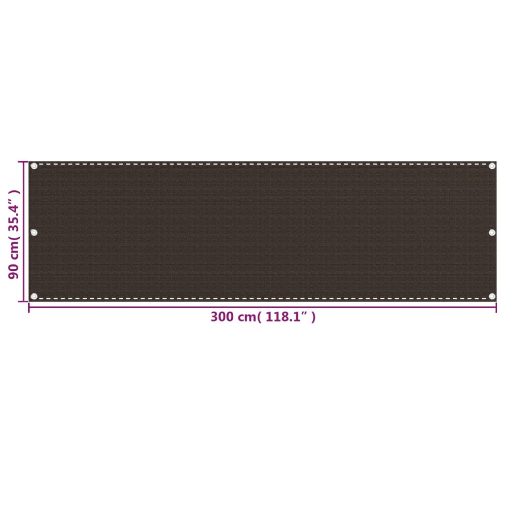 vidaXL Διαχωριστικό Βεράντας Καφέ 90 x 300 εκ. από HDPE