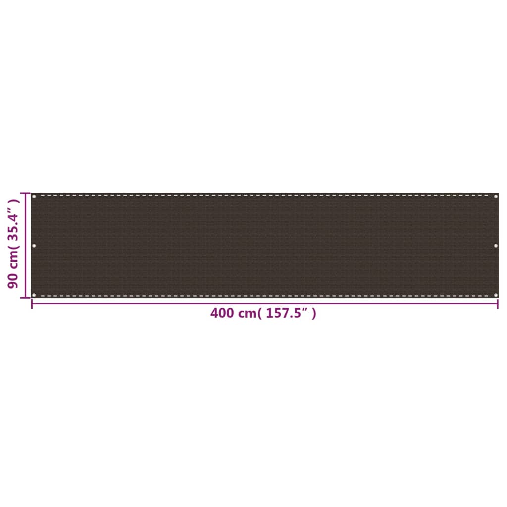 vidaXL Διαχωριστικό Βεράντας Καφέ 90 x 400 εκ. από HDPE