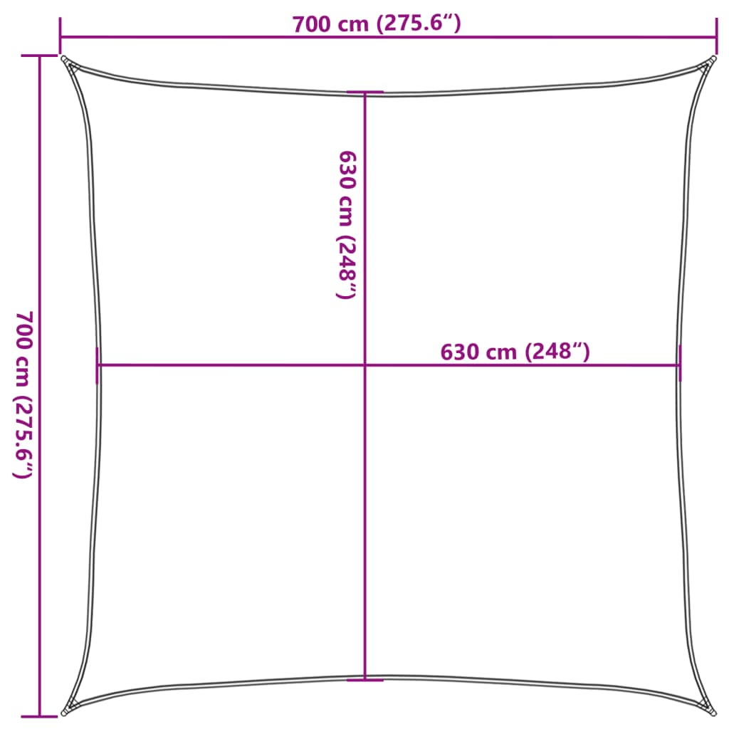 vidaXL Πανί Σκίασης Ανθρακί 7 x 7 μ. από HDPE 160 γρ./μ²